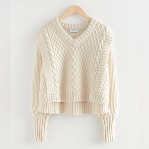 & Other Stories Cable Knit Layered Jumper XS